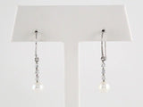 14K White Gold Cultured White Freshwater Pearl & 1/4 CTW Natural Diamond Earrings