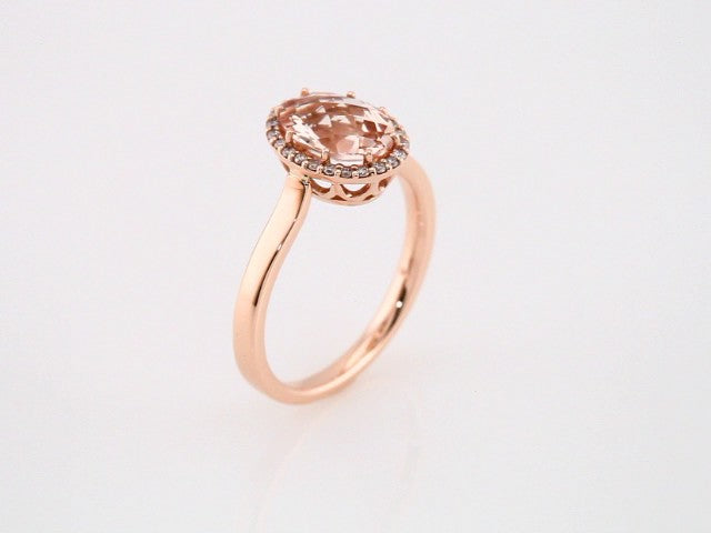 14K Rose Natural Pink Morganite & 1/8 CTW Natural Diamond Ring