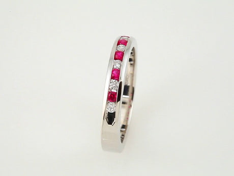 Platinum 1/10 CTW Natural Diamond & Natural Ruby Anniversary Band