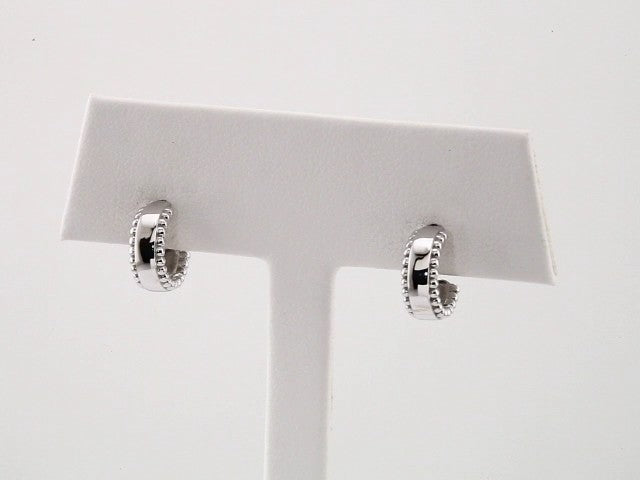 Sterling Silver Beaded 10.3 mm Hoop Earrings