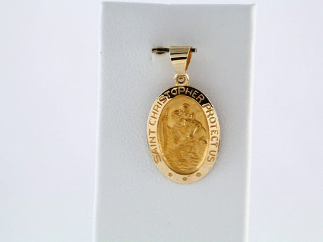 14K Yellow Gold 19x13.5 mm Oval Hollow St. Christopher Medal