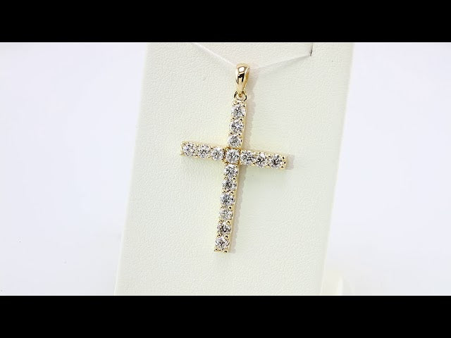 14K Yellow Gold 1/4 CTW Natural Diamond Cross 18" Necklace