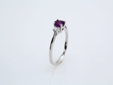 14K White Natural Amethyst & .08 CTW Natural Diamond Ring