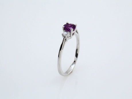 14K White Natural Amethyst & .08 CTW Natural Diamond Ring