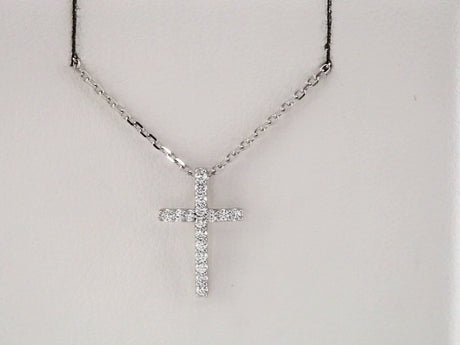 14K White Gold .06 CTW Natural Diamond Petite Cross 16" Necklace