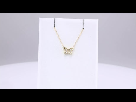 14K Yellow Gold .025 CTW Natural Diamond Butterfly 18" Necklace
