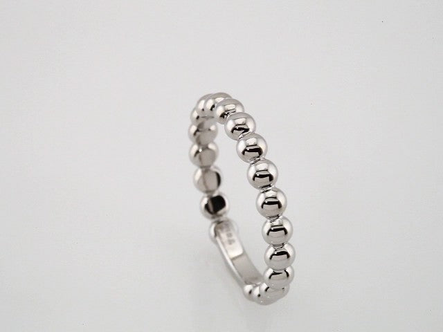 14K White 3 mm Stackable Beaded Ring