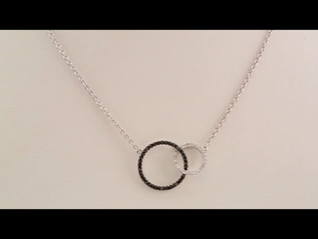 14K White 1/3 CTW Natural Black & White Diamond Circle 18" Necklace