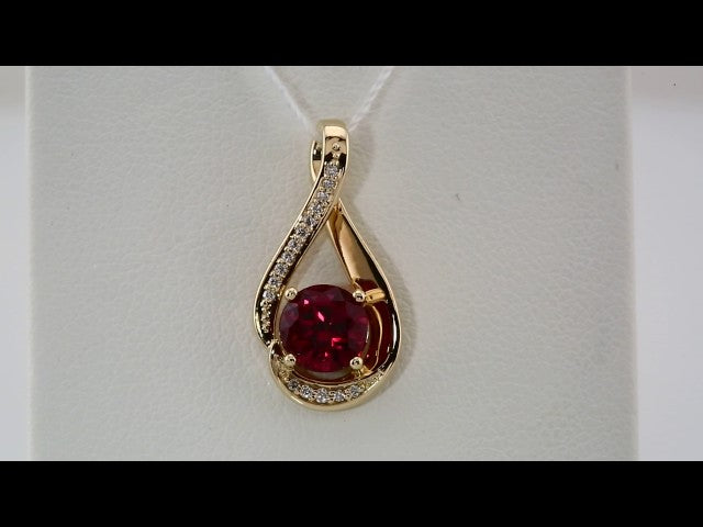 14K Yellow Gold 6 mm Natural Rhodolite Garnet & .04 CTW Natural Diamond Pendant