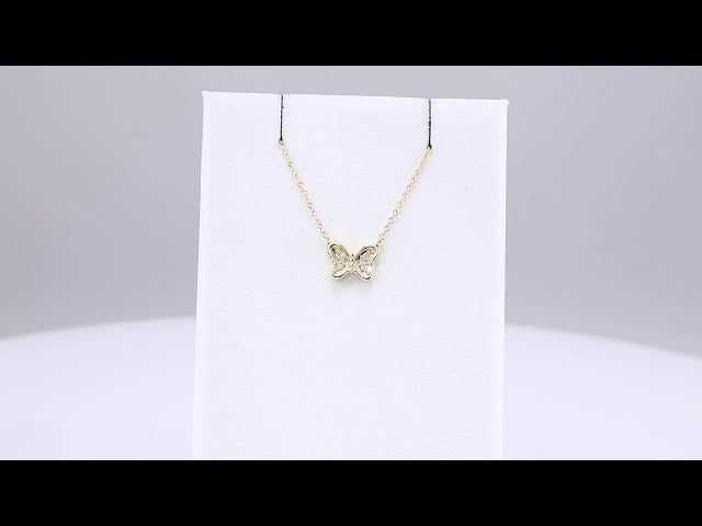 14K Yellow Gold .025 CTW Natural Diamond Butterfly 18" Necklace