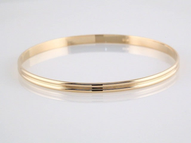 14K Yellow 4 mm Grooved Bangle 8" Bracelet