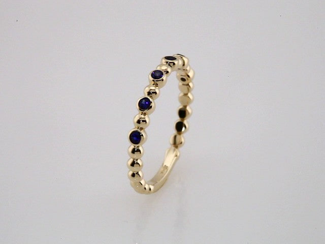 14K Yellow Natural Blue Sapphire Stackable Ring