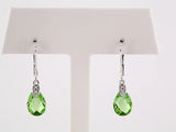 14K White Natural Peridot & .025 CTW Natural Diamond Earrings