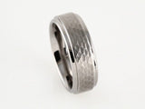 Tungsten 8 mm Ridged Band with Bark Finish