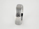 Cobalt 7 mm Stepped-Edge Grooved Comfort-Fit Band with Hammer Finish Size 8