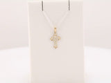 14K Yellow Gold 1/10 CTW Natural Diamond Cross Pendant 