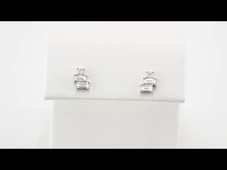14K White Gold 1/4 CTW Natural Diamond Geometric Cluster Earrings  