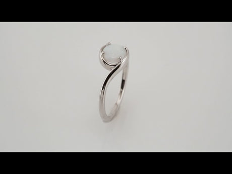 14K White Natural White Opal Bypass Ring