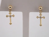 14K Yellow .01 CTW Natural Diamond Cross Earrings