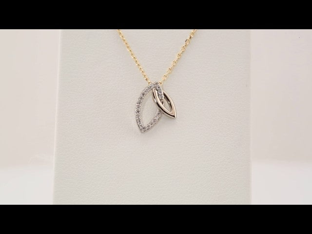 14K Yellow Gold .05 CTW Natural Diamond Double Leaf 18" Necklace
