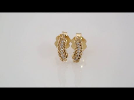 14K Yellow Gold .03 CTW Natural Diamond Leaf Ear Climbers