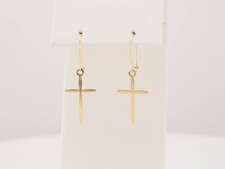 14K Yellow Cross Earrings