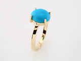 14K Yellow 10x8 mm Oval Natural Turquoise Cabochon Ring