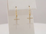 14K Yellow Gold 1/8 CTW Natural Diamond Cross Earrings