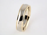 14K Yellow/White/Yellow Gold 6 mm Grooved Comfort-Fit Half Round Band Size 10