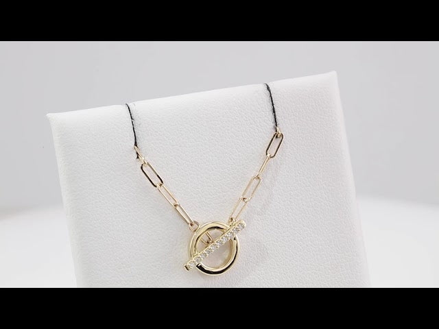 14K Yellow Gold .04 CTW Natural Diamond Toggle 16" Necklace