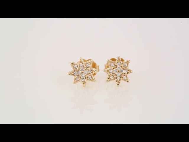 14K Yellow .08 CTW Natural Diamond Star Earrings