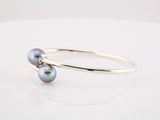 Sterling Silver Cultured Gray Freshwater Pearl Flexible Bangle Bracelet