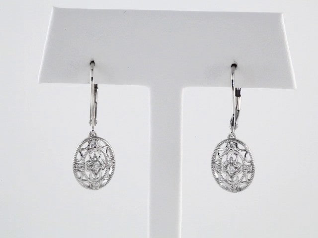 Sterling Silver 1/10 CTW Natural Diamond Lever Back Earrings
