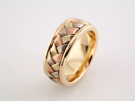 14K Tri-Color 7.75 mm Woven Band