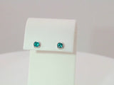 14K White Natural Blue Zircon Bezel-Set Earrings