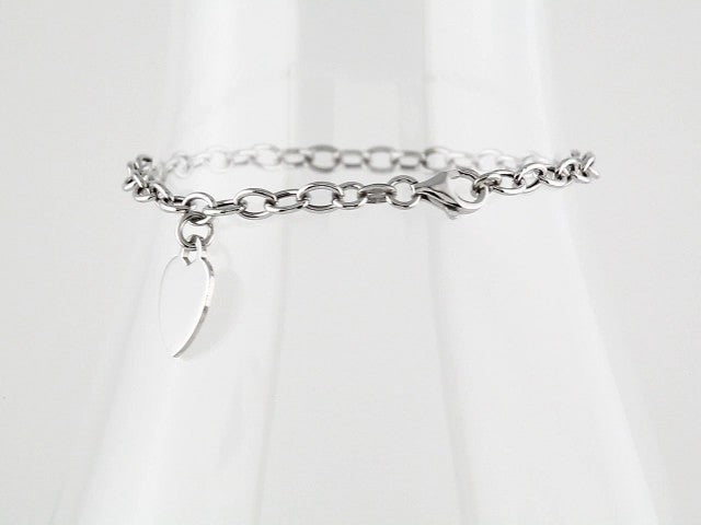 Sterling Silver Heart Charm 7.5" Bracelet 