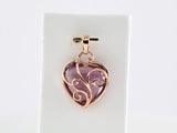 14K Rose Natural Rose de France Heart Pendant