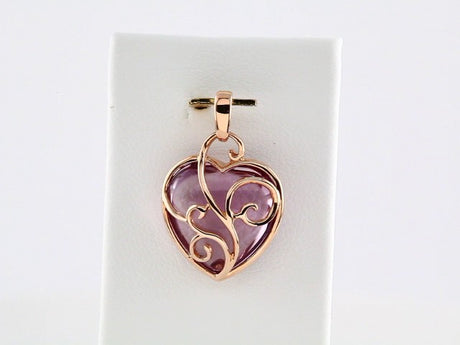 14K Rose Natural Rose de France Heart Pendant