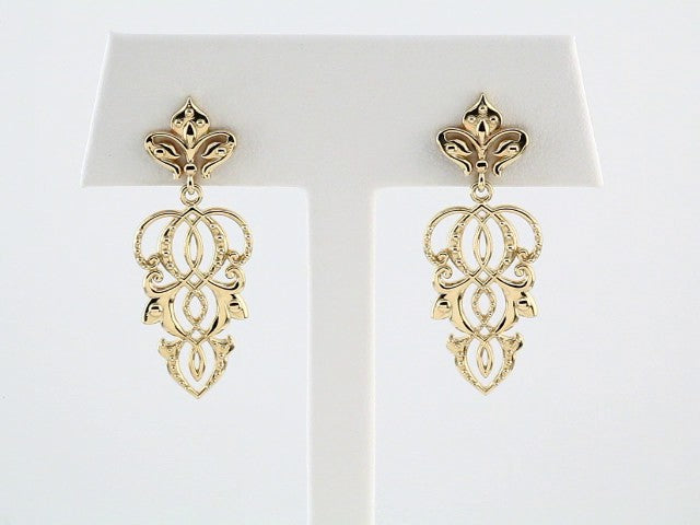 14K Yellow 34.5x13.25 mm Fleur-de-Lis Earrings