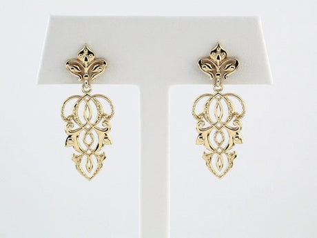 14K Yellow 34.5x13.25 mm Fleur-de-Lis Earrings