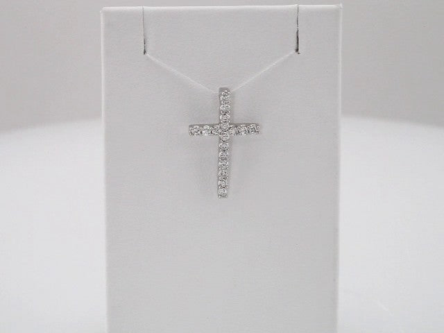14K White Gold 1/5 CTW Natural Diamond Petite Cross Pendant