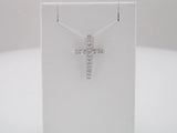 14K White Gold 1/5 CTW Natural Diamond Petite Cross Pendant