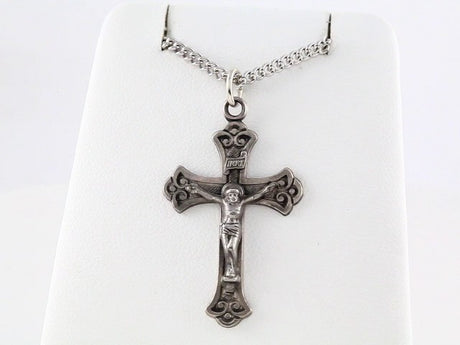 Sterling Silver 46x30 mm Crucifix 24" Necklace
