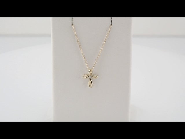 14K Yellow Gold .015 CTW Natural Diamond Cross 16-18" Necklace 