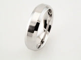 14K White 6 mm Beveled-Edge Band with Satin Finish