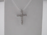 14K White 1/6 CTW Natural Diamond Petite Cross Pendant