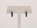14K Yellow Gold Lab-Grown Blue Sapphire Hoop Earrings 