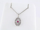 Sterling Silver Natural Ruby 18" Necklace