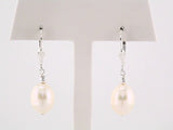 Sterling Silver 9-10 mm Cultured White Freshwater Pearl Earrings