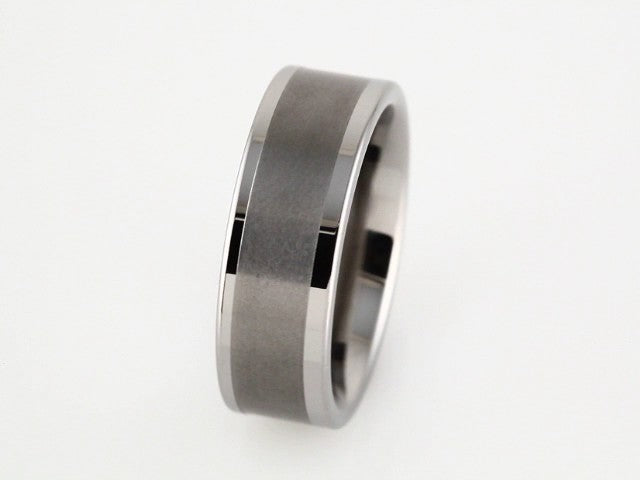 Tungsten 8 mm Inlay Comfort-Fit Band Size 8.5